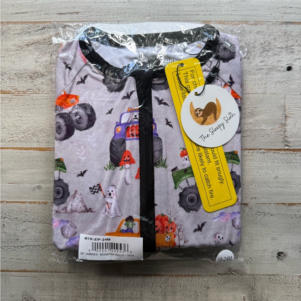 The Sleepy Sloth bamboo zippy pajamas Monster Rally 18-24 months NWT / NIB